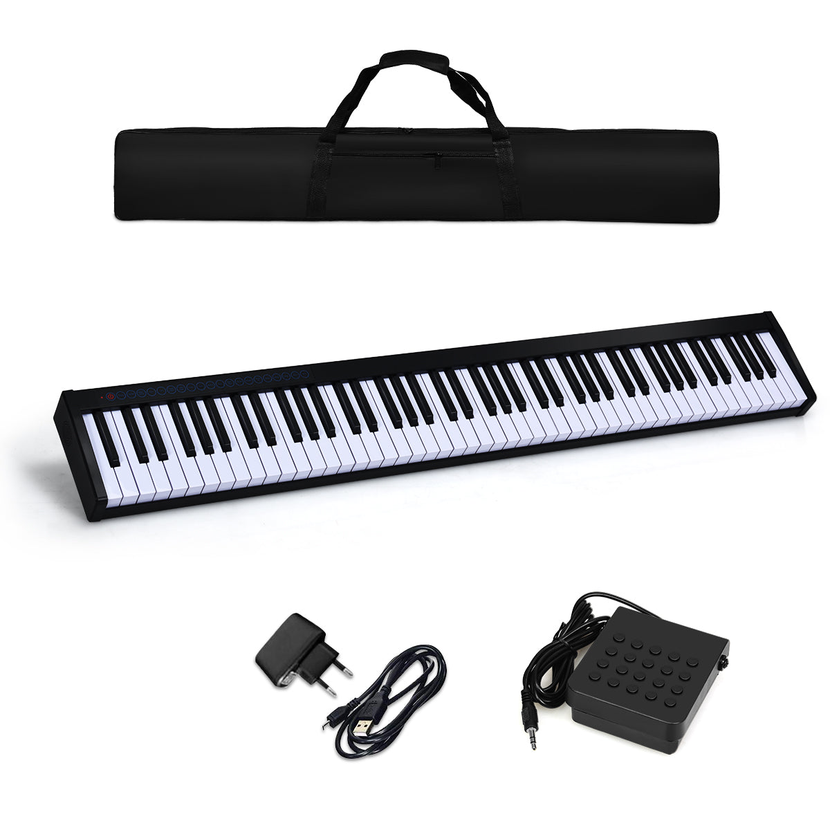 Digitalt – pianotangentbord tangenter Bärbart elektroniskt musikinstrument Barnpiano – 88 – Svart