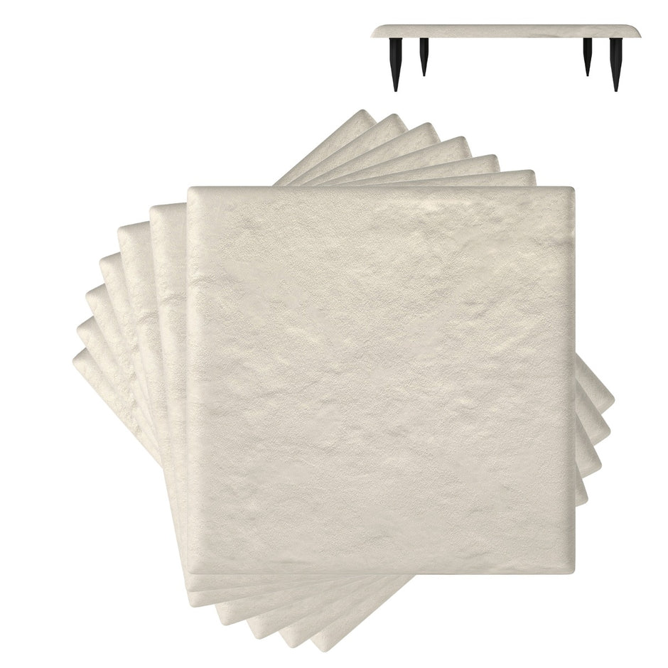 pack – trädgårdsstenar i beige av polypropen för gångvägar, inklusive jordpinnar, – 16 64 39,5 x 39,5 cm – Vit
