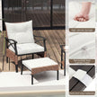 teiliges – Terrassenmöbel Set aus Korbgeflecht Outdoor Rattanstühle mit Ottomanen – 5 – Beige