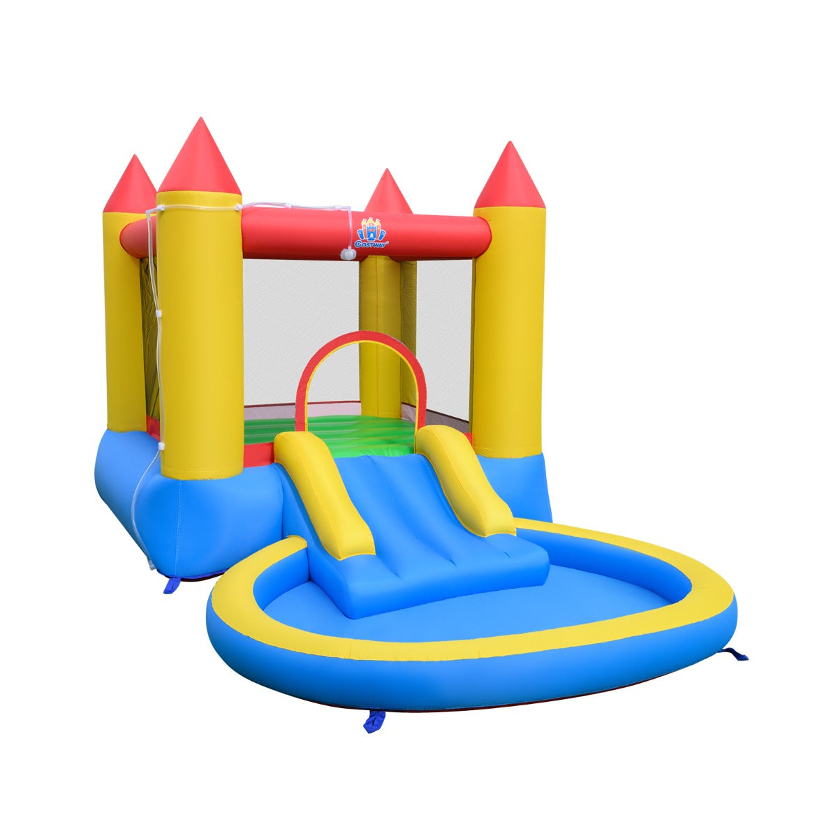Hoppborg – med rutschkana och hoppområde plaskdamm Bouncy Castle – 362 x 196,5 x 193 cm – Flerfärgad