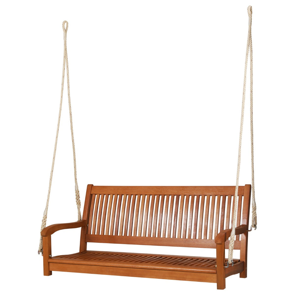Svängbänk – Eucalyptusgunga med robusta rep Naturlig – 2 126 x 62 x 60 cm – Natur