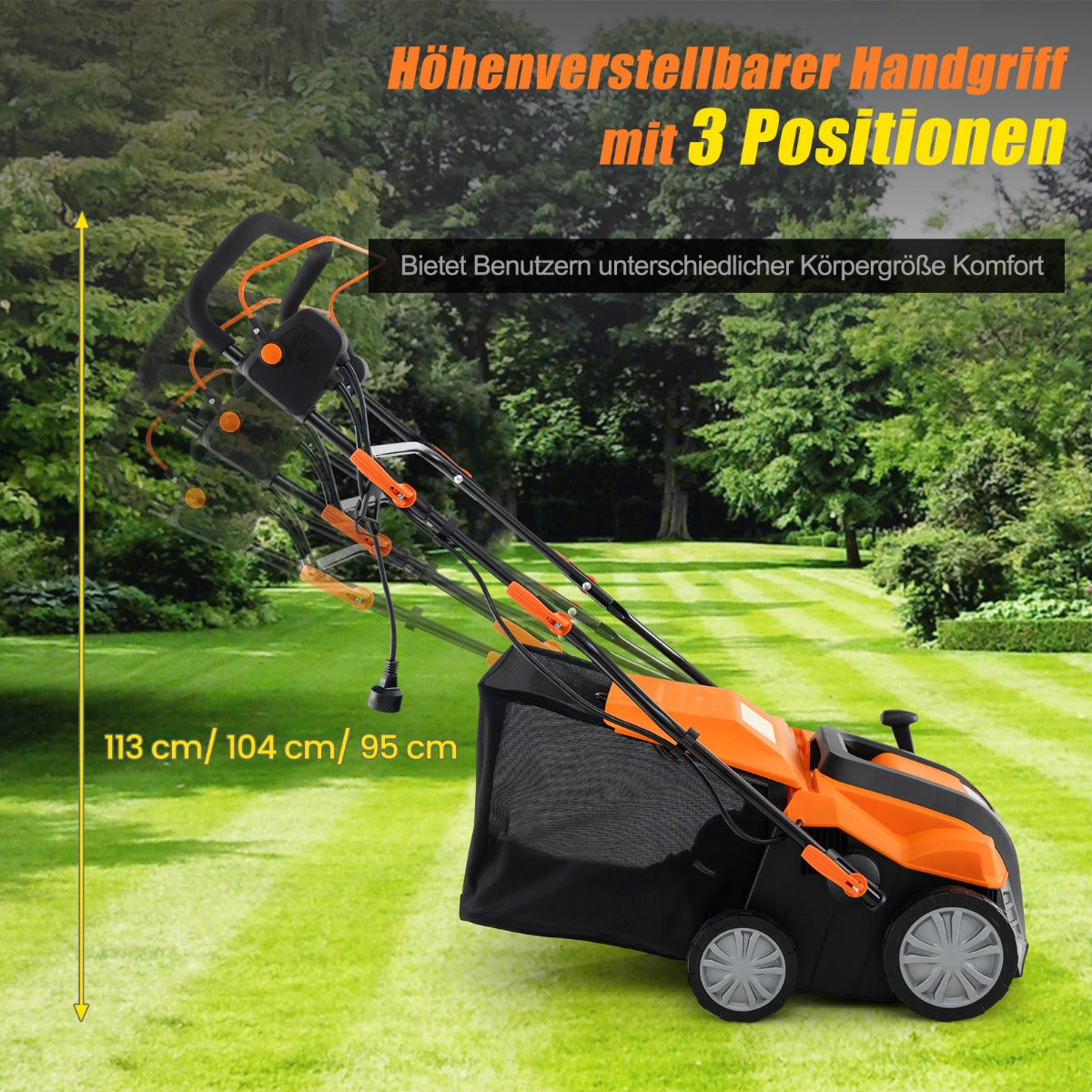 Elektrisk – rivare och gräsmattor 15A i gräsmatta med läges höjdjustering – 2 1 3 41 cm – Orange