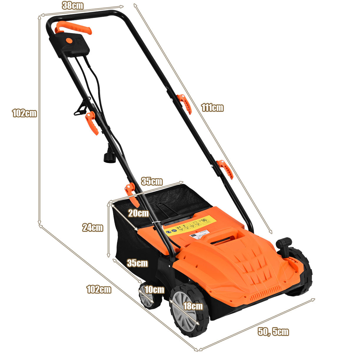 Elektrisk – markör gräsmatta luftare 1500W i och – 2 1 104,5 x 51 x 103 cm – Orange