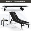 Solstol – med hjul och Sidobord Trädgårdsstol justerbart ryggstöd tyg – Svart