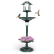 Fågelbad – med Solar Light Blomkruka Fågelmatare – Ø 43 x 110 cm – Grön
