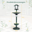 Fågelbad – med Solar Light Blomkruka Fågelmatare – Ø 43 x 110 cm – Grön
