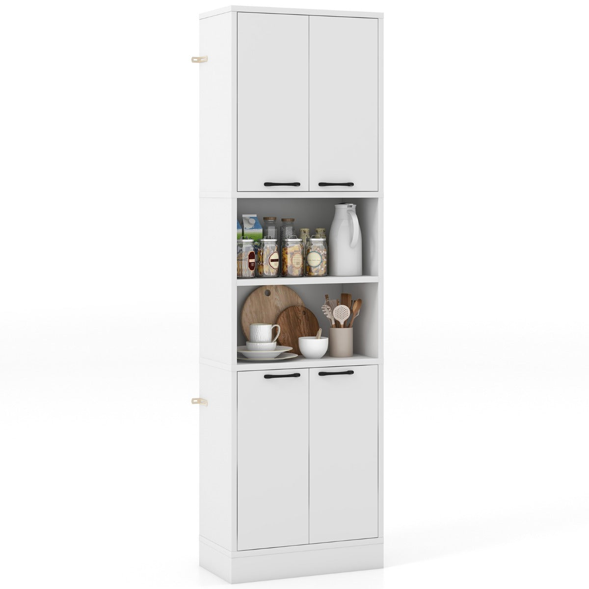 Högt – köksskåp med dörrar och hyllor Skänk Högskåp – 56 x 30 x 190 cm – Vit