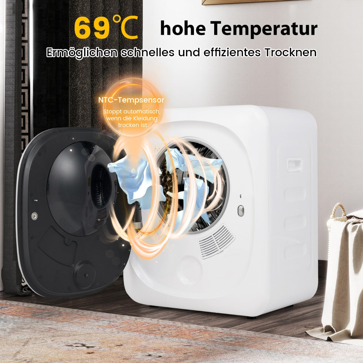 Mini – Klädtork med program upp till 69℃ Avgastork 800W – 5 kg 5 – Vit