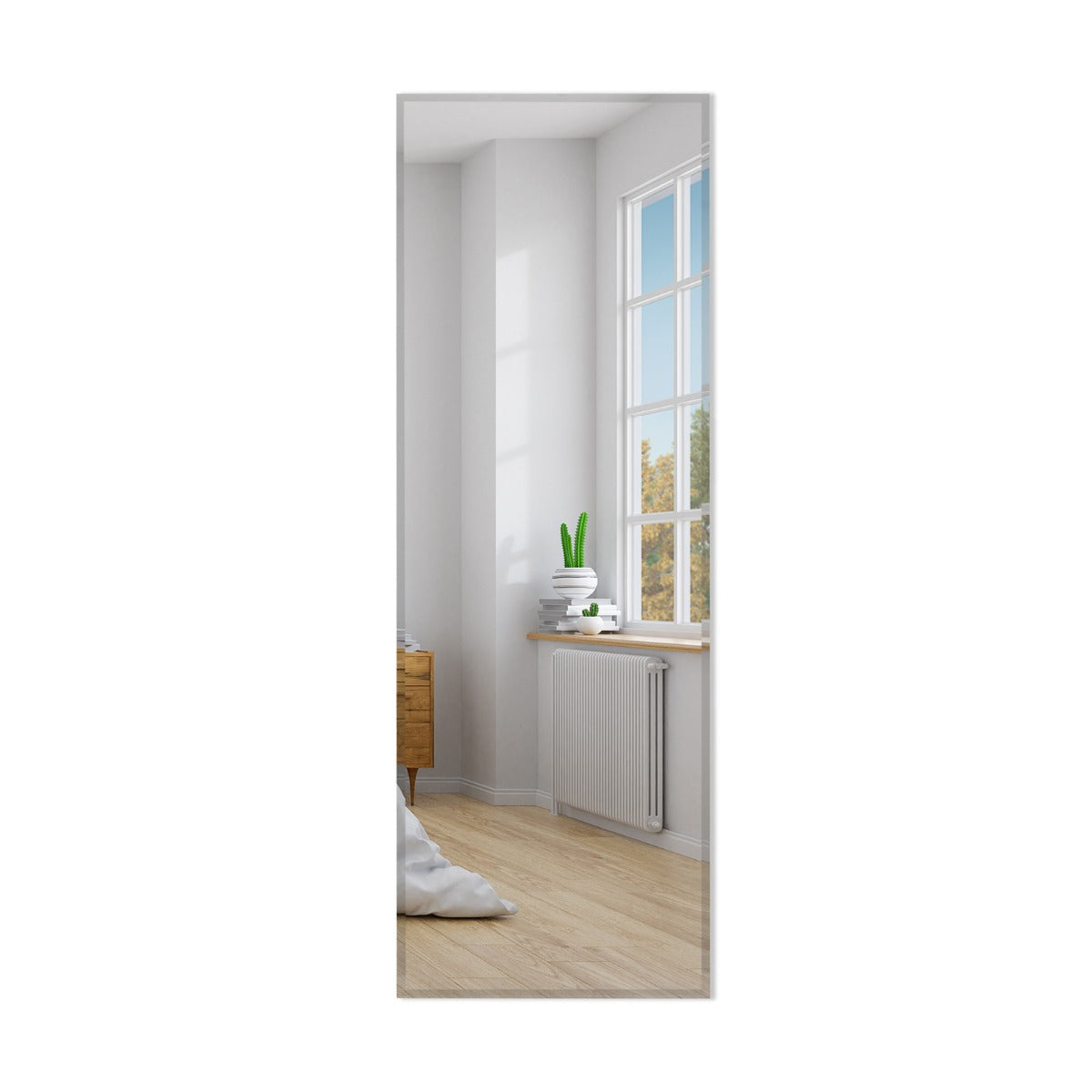 Rektangulär – vägg/hellängdsspegel med fasad kant – 110 x 38 cm – Silver