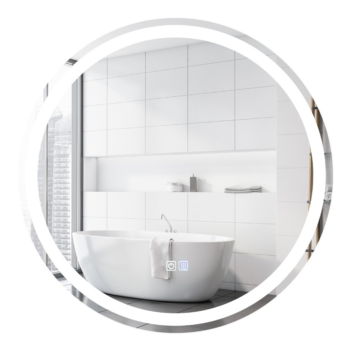Rund – LED spegel för väggmontage K – 3000 6000 Ø 60 cm – Silver