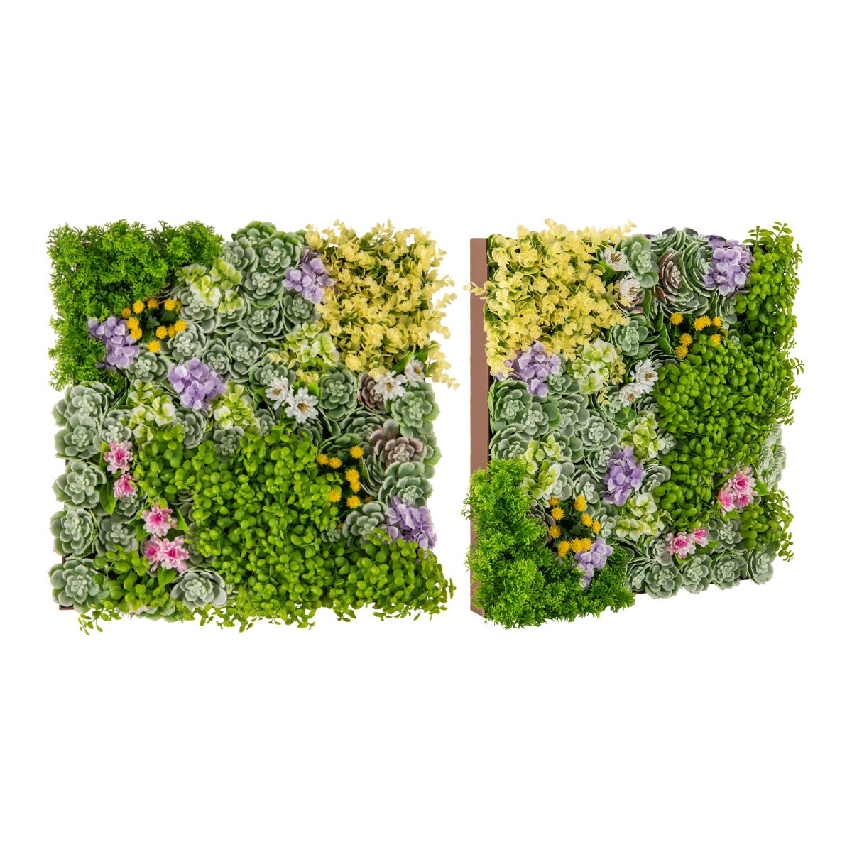 Förpackning – med Fyrkantiga inramade konstgjorda lövverk Väggkonst 3D Vägggrönska – 2 50 x 50 cm – Blommor