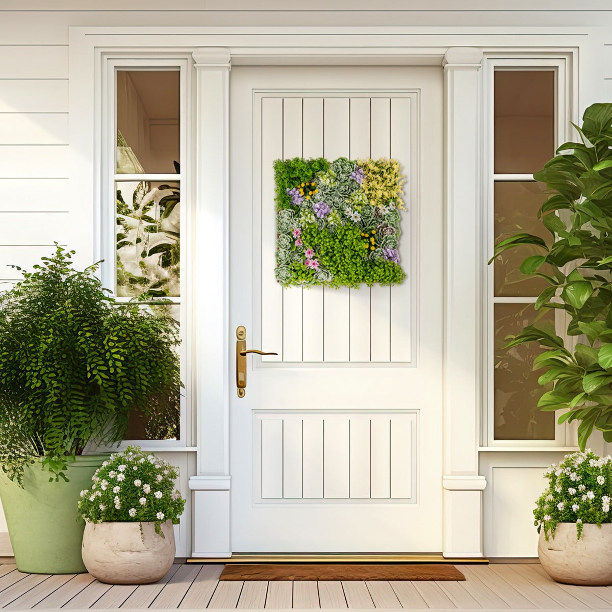 Förpackning – med Fyrkantiga inramade konstgjorda lövverk Väggkonst 3D Vägggrönska – 2 50 x 50 cm – Blommor