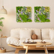 Förpackning – med Fyrkantiga inramade konstgjorda lövverk Väggkonst 3D Vägggrönska – 2 50 x 50 cm – Blommor