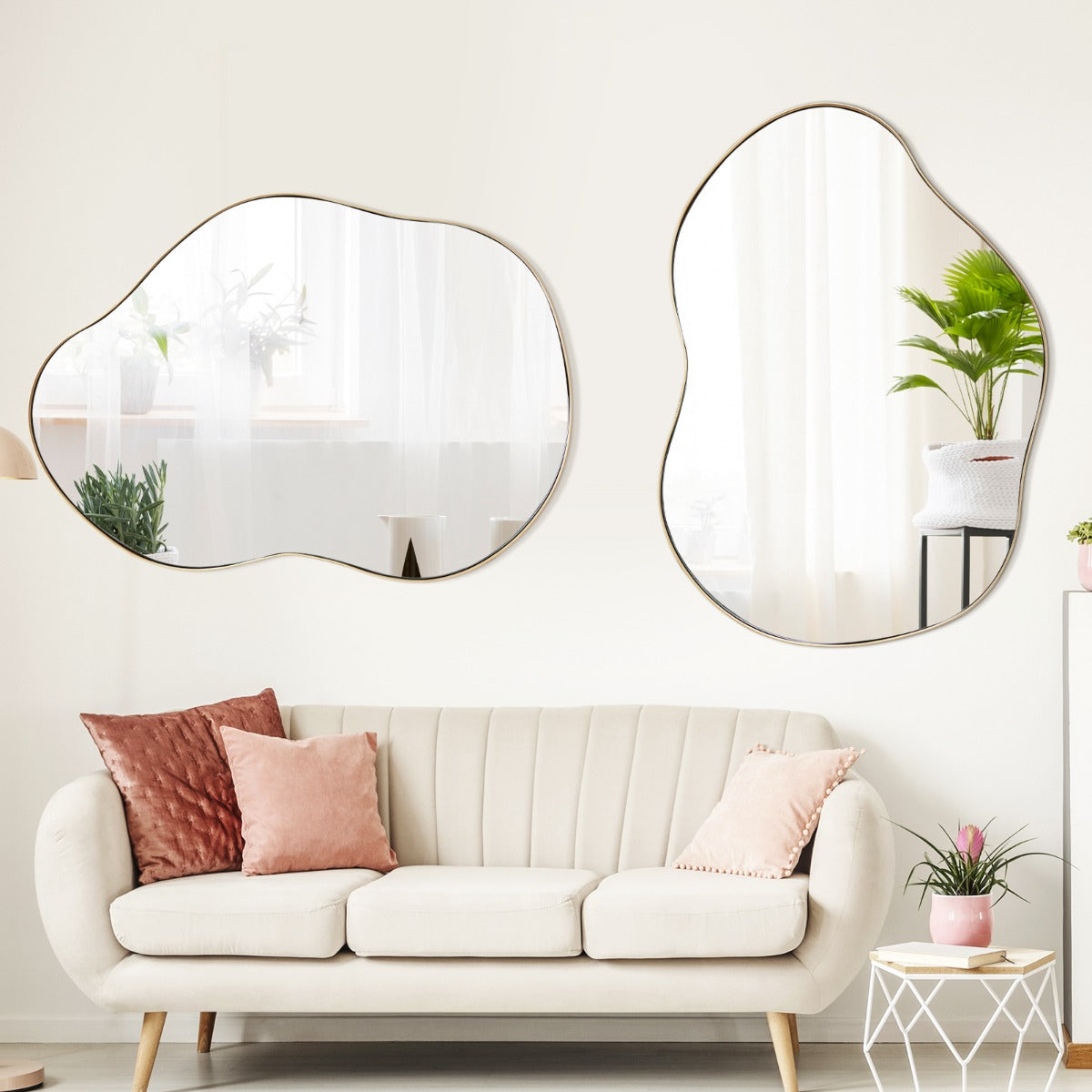 Asymmetrisk – väggspegel med premium bakpanel Oregelbundet formad – 78 x 56,5 cm – Svart