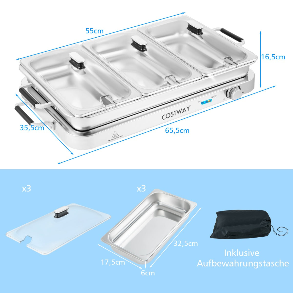 i – elektrisk värmare med temperaturkontroll upp till 150℃ 450W 9L – 3 1 – Silver