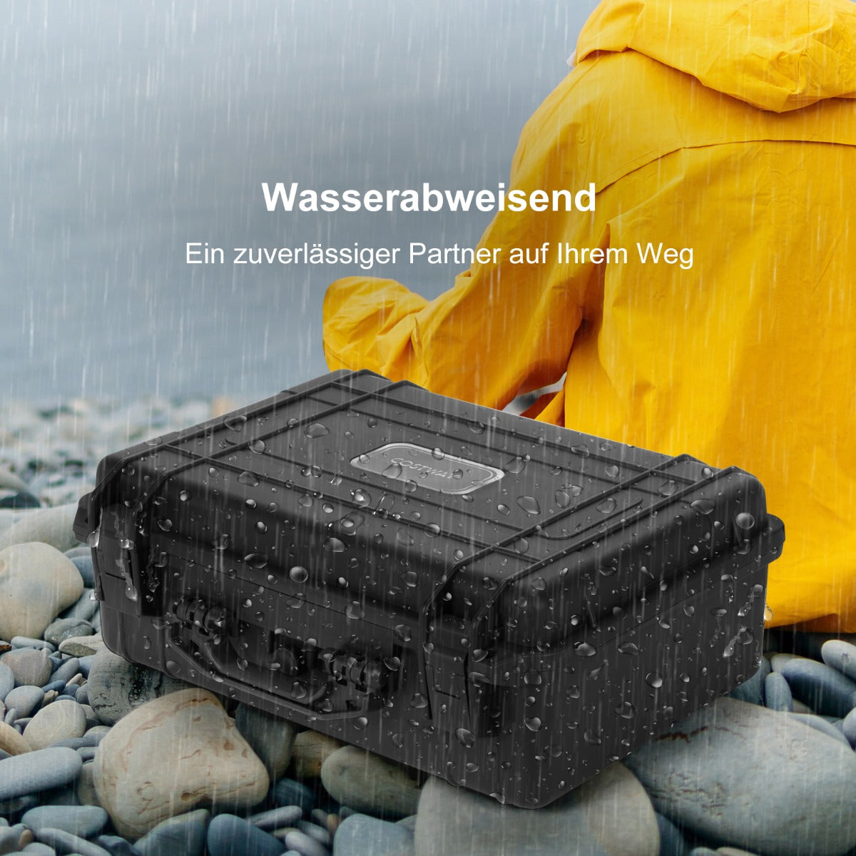 Bärbart – vattentätt hårt fodral med justerbar skuminsats – 56 x 44 x 22 cm – Svart
