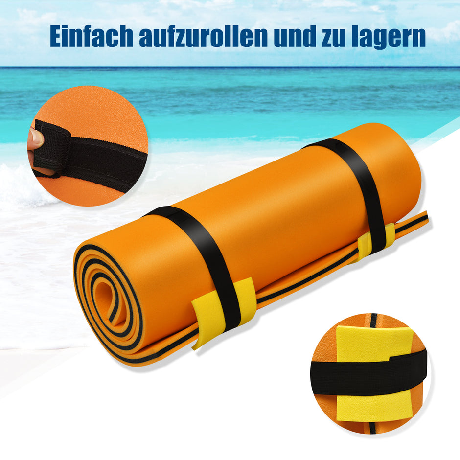 Vattenhängmatta – Flytmatta Simflotte Vattensäng +svart – 220 x 90 x 4 cm – Orange