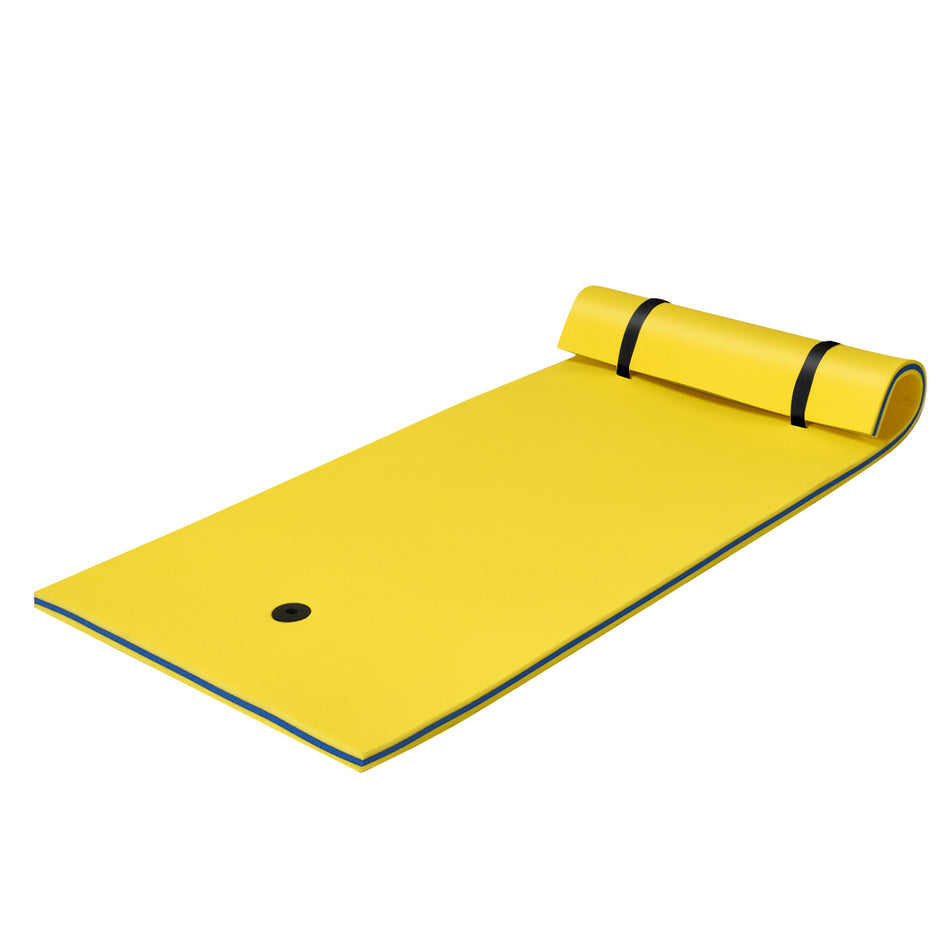 Vattenmatta – Flytskummatta XPE Foam + – 220 x 90 x 4 cm – Blå och gul