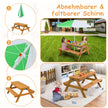 i – utomhus picknickbord vatten och sandbord med lekboxar paraply natur vitt – 3 1 – Vit
