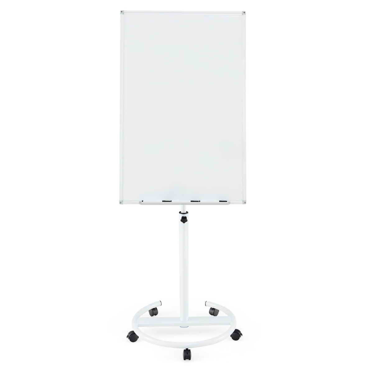 Blädderblocksställ – på hjul med magneter och markörer Höjdjusterbar whiteboard – Vit