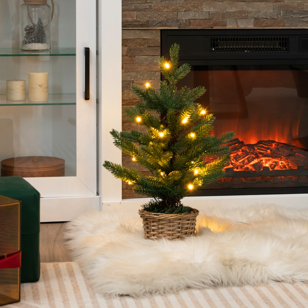 Liten – julgran upplyst för hemmakontoret – 48 cm – Grön