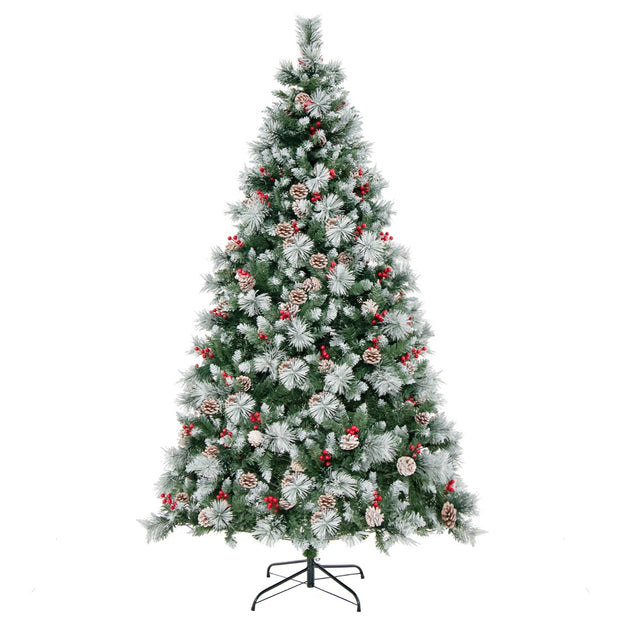 X – Julgran med LED ljus bär + – 215 cm Ø 125 – Grön och vit