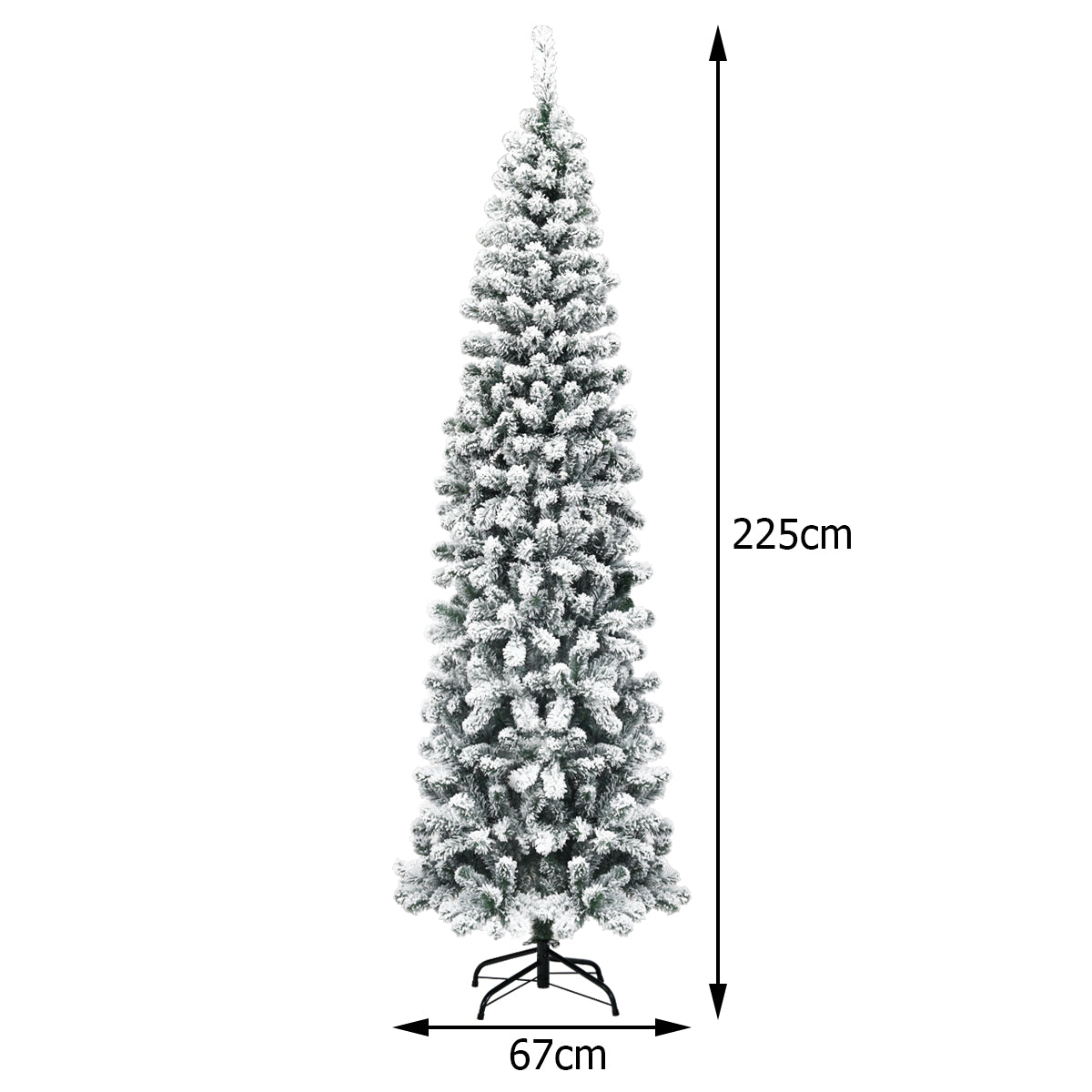 Julgran – med snö och varma vita LED lampor – 225 cm 350 – Grå och vit