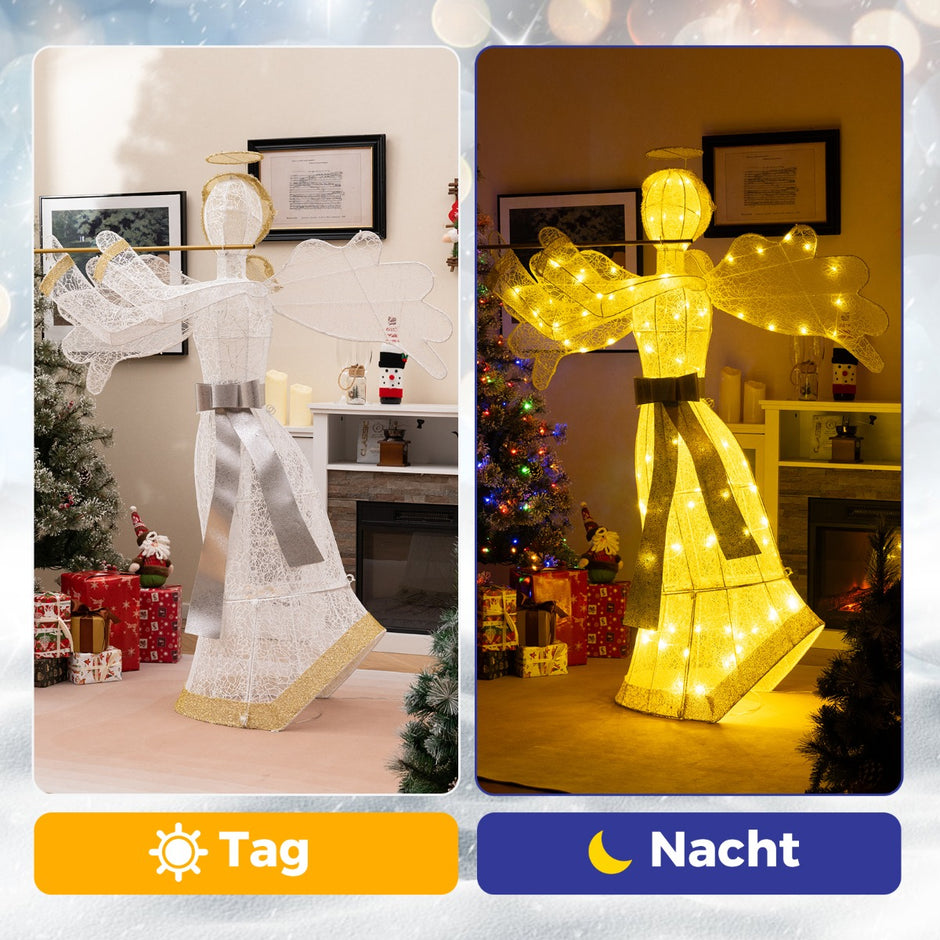 Upplyst – julängel med LED lampor dimensionell ängelfigur juldekoration – 100 3 – Guld