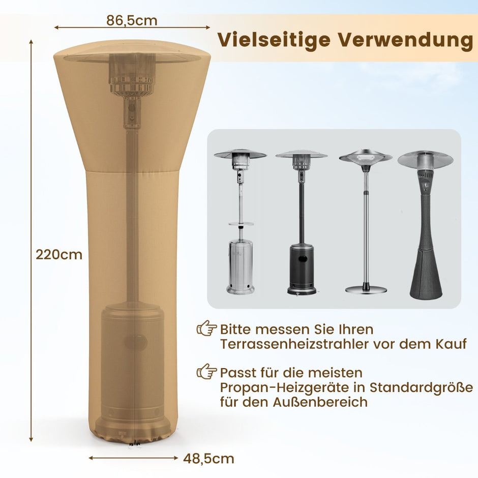 Väderskydd – för terrassvärmare Parasollskydd Skyddsöverdrag värmestrålare – Beige
