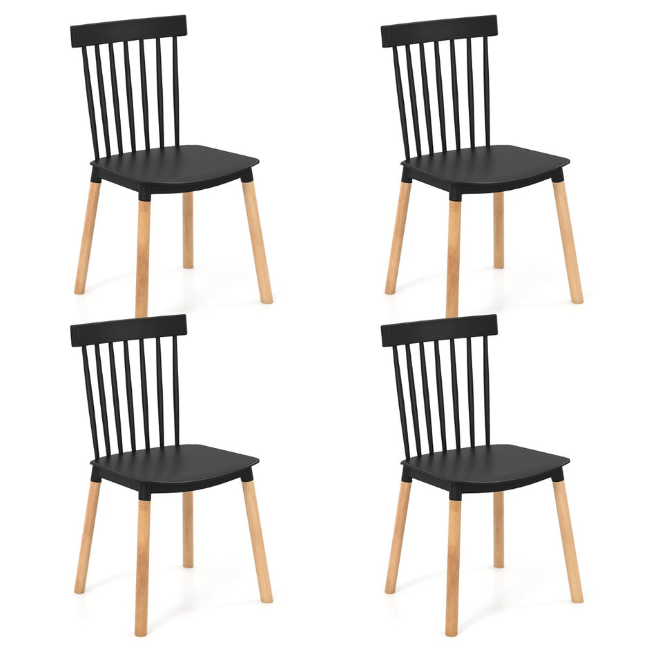 Set – med matstolar spindelryggar och böjda säten armlösa – 4 – Svart
