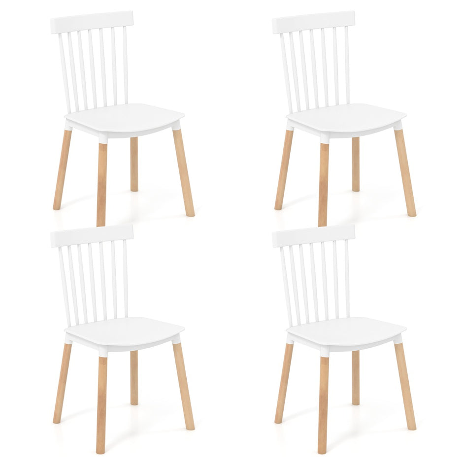 Set – med matstolar spindelryggar och böjda säten Armlösa – 4 – Vit