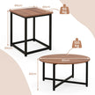 Set – med soffbord robust metallram, runt och fyrkantiga sidobord – 3 2 – Brun