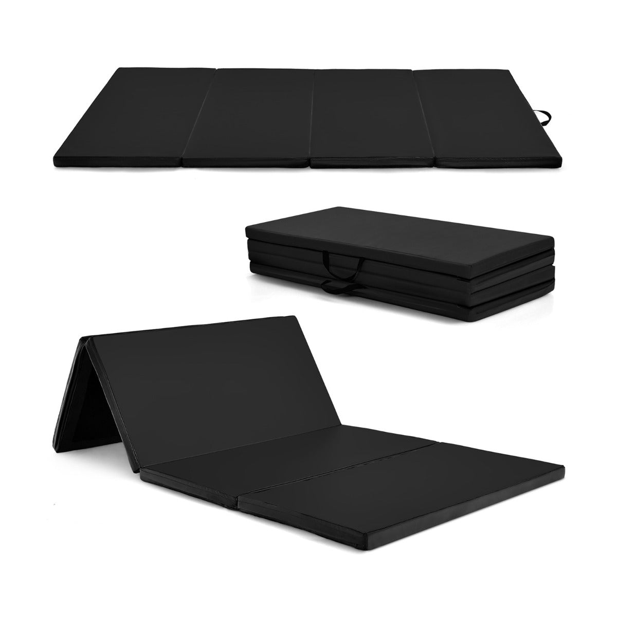 Vikbar – mjuk golvmatta med kardborrefäste och bärhandtag – 2 240 x 120 x 5 cm – Svart