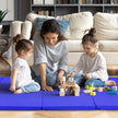 Vikbar – gymnastikmatta med kardborrefäste och bärhandtag – 2 240 x 120 x 5 cm – Blå
