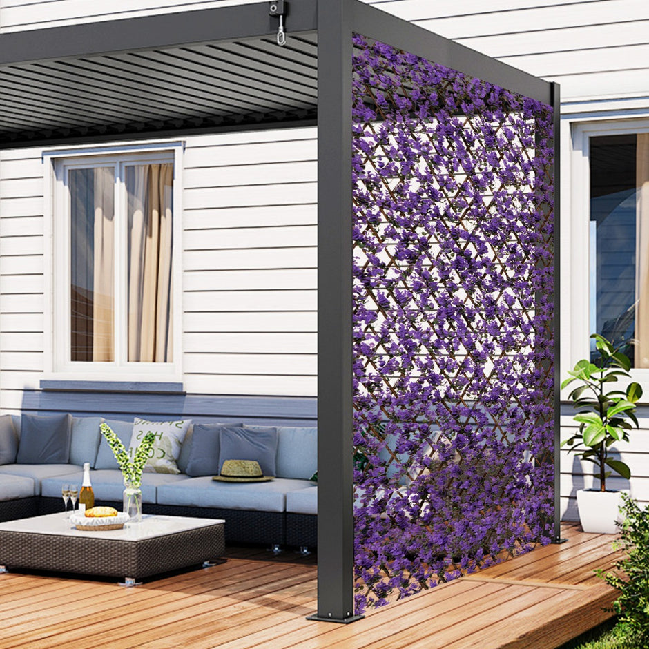 Artificiell – murgröna trädgård Privacy Screen växtvägg häckar med eukalyptus – Lila