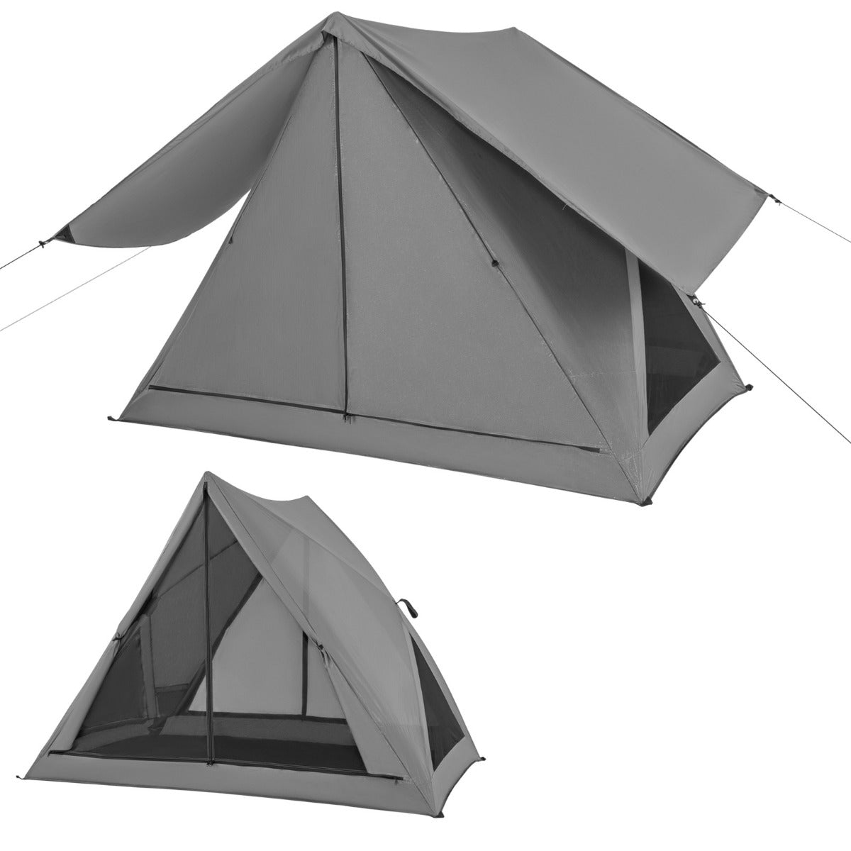 Pop – Up tält för personer 360° ensidigt transparent – 2-3 225 x 145 x 161 cm – Grå