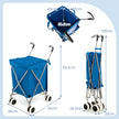 Kundvagn – Fällbar Shoppingvagn med hjul – 66 x 46 x 94,5 cm – Blå